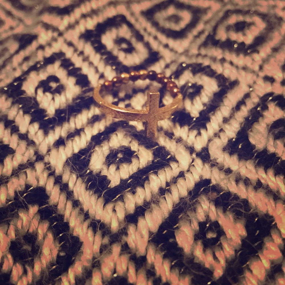 Adjustable gold cross ring